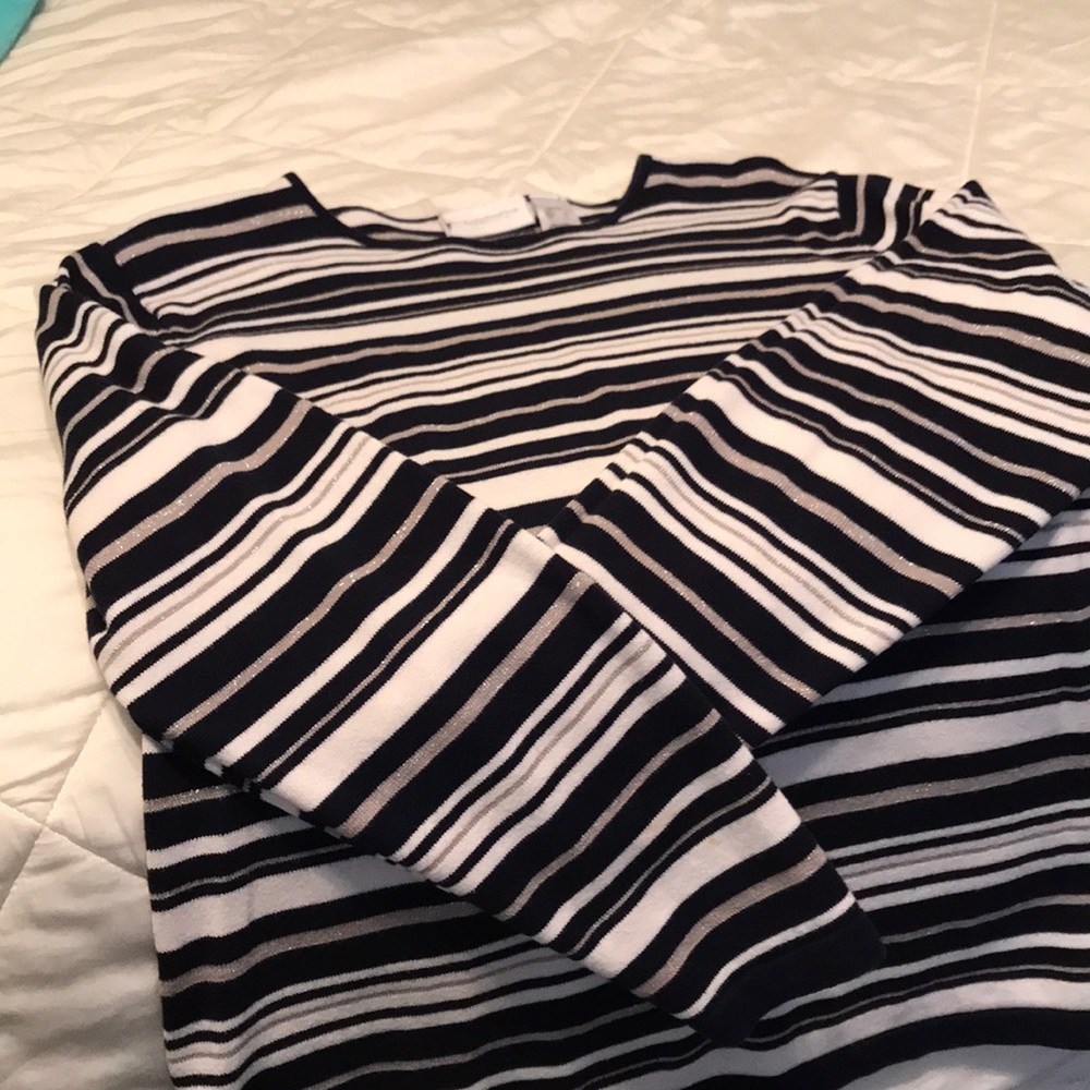 Stripe navy blue with silver sparkle stripes.